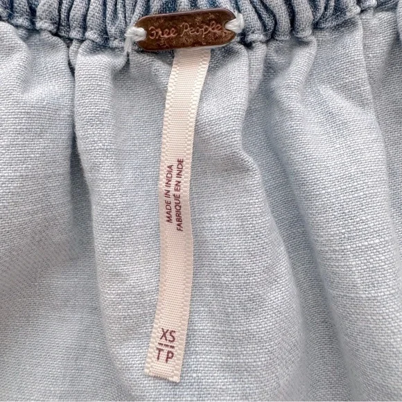Free People Daphne Denim Babydoll Mini Dress Lace Up Back Size XS - Picture 10 of 13